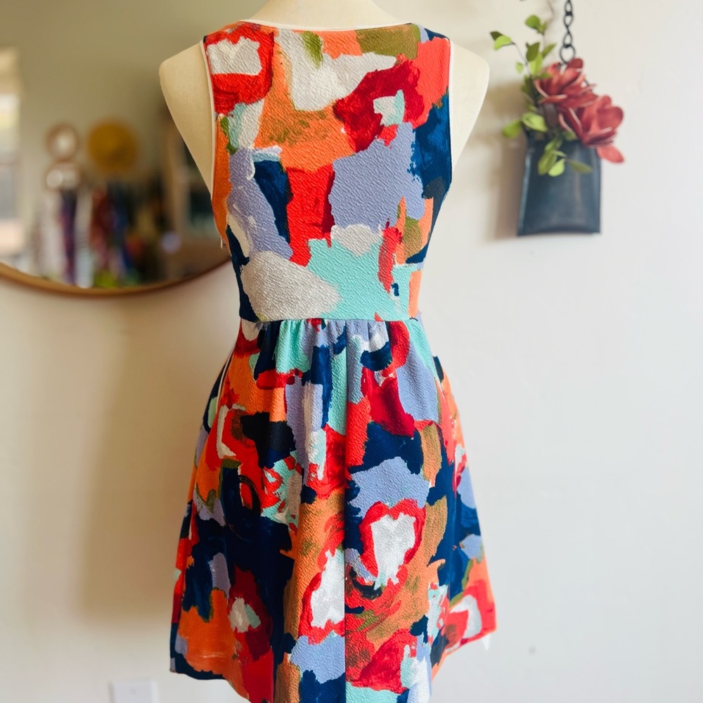Anthropologie Postage Stamp Fit and Flare Abstract Dress - Picture 8 of 12